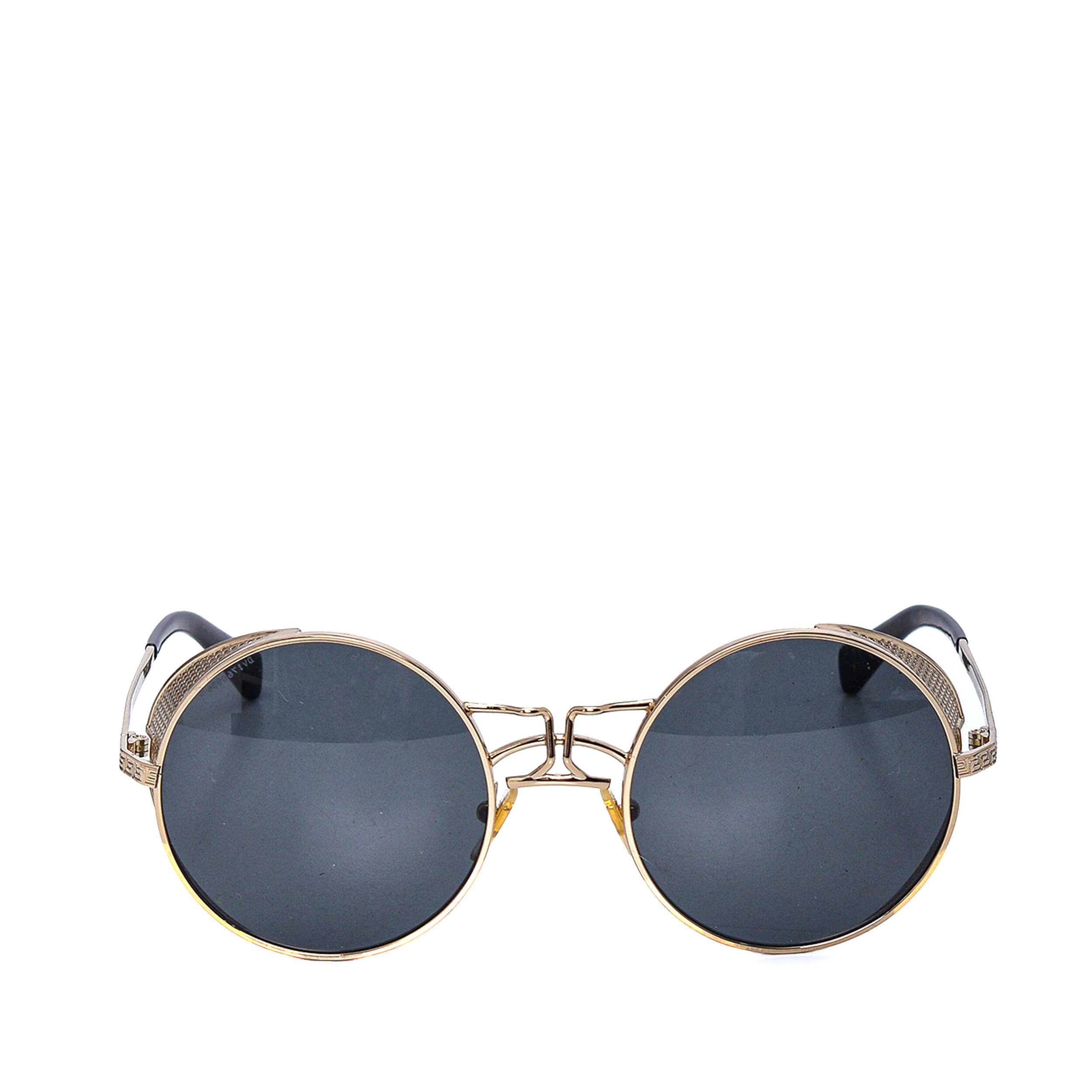 Versace - Black&Gold Acetate Round Medusa Sunglasses